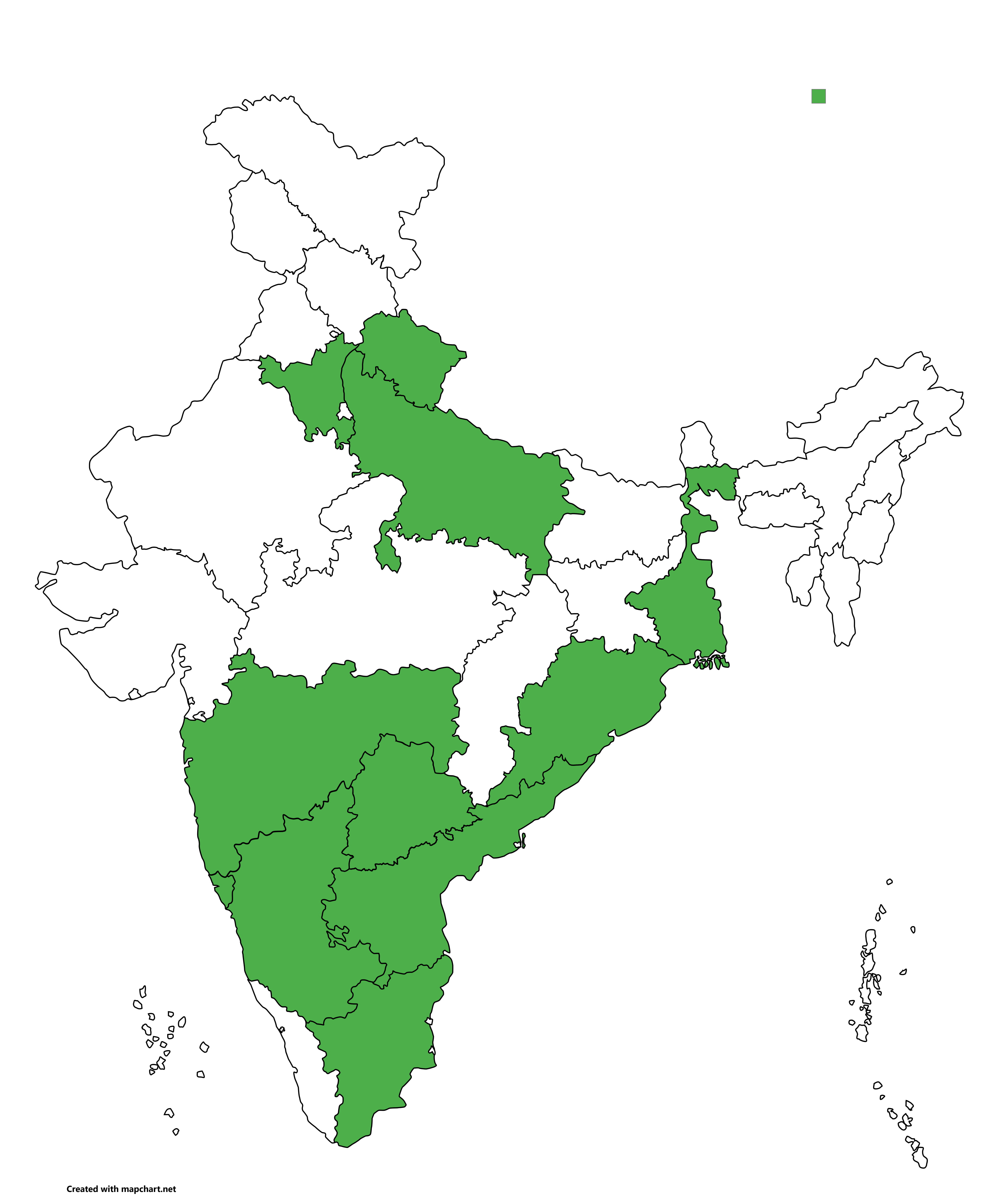 Map of India showing interventions